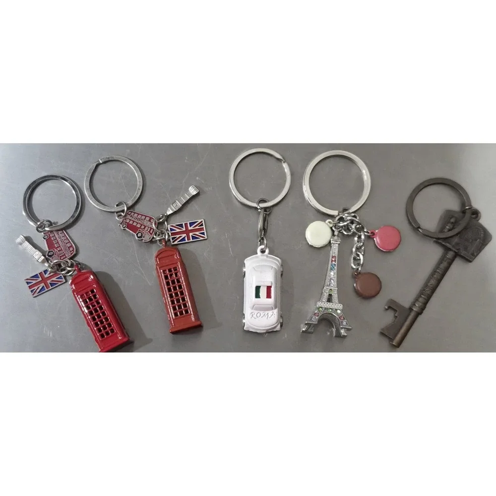 Lot Of 5 European‎ Key Rings/purse Charms London Italy Paris